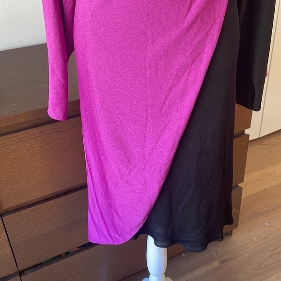 NEW LEAF BY SAMIR Neiman Marcus Cape Pink Black Dress Vintage - Picture 6 of 13